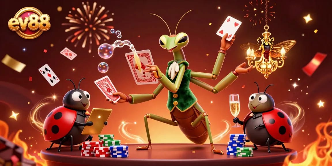 Experience the excitement of ev88 casino with vibrant 3D illustrations of games and characters.