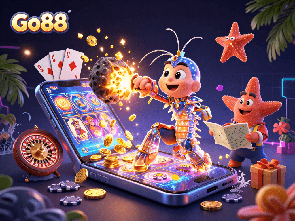 Engage with Go88 by exploring vibrant slot games featuring dynamic characters and sparkling gems.