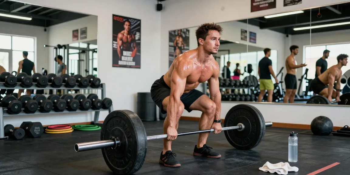 Bodybuilder lifting weights at the Steroide Boutique gym showcasing strength and determination