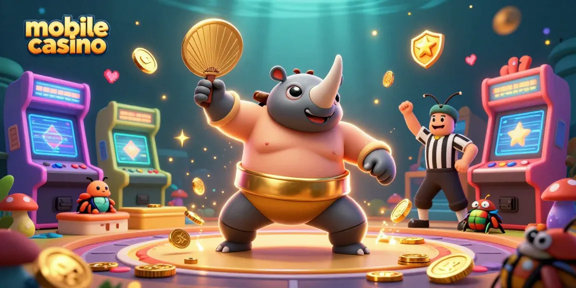 Experience the thrill of a mobile casino with vibrant characters and gaming elements.