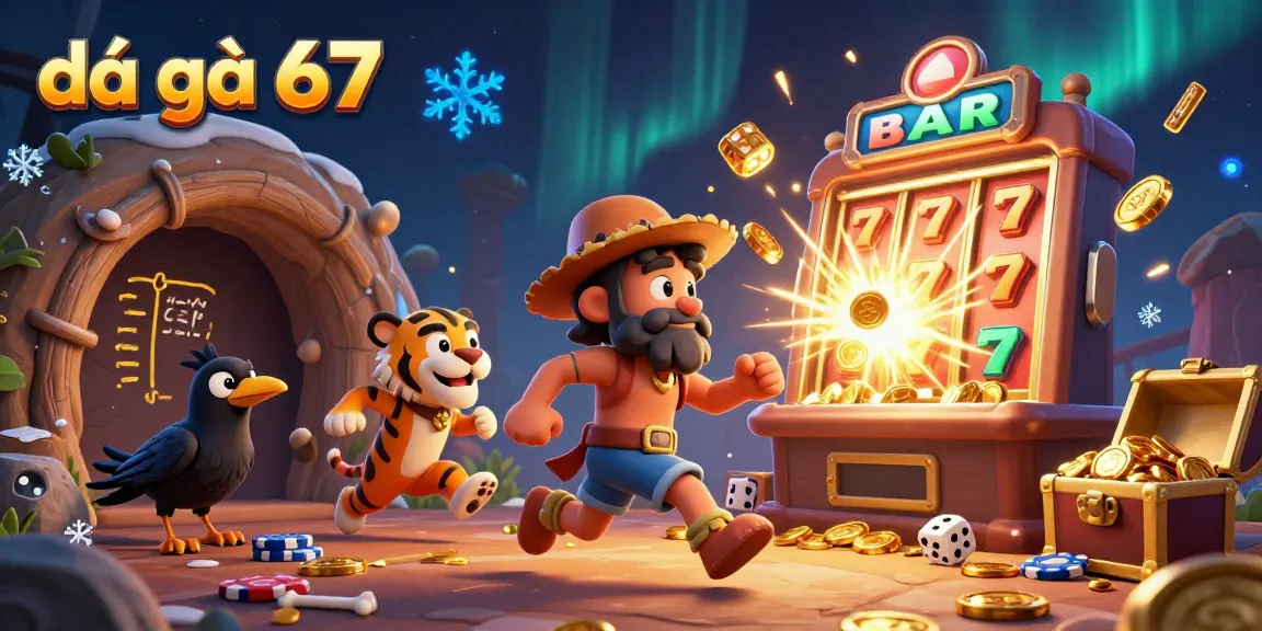 Experience exciting đá gà 67 gameplay with vibrant 3D cartoon characters in a prehistoric casino.