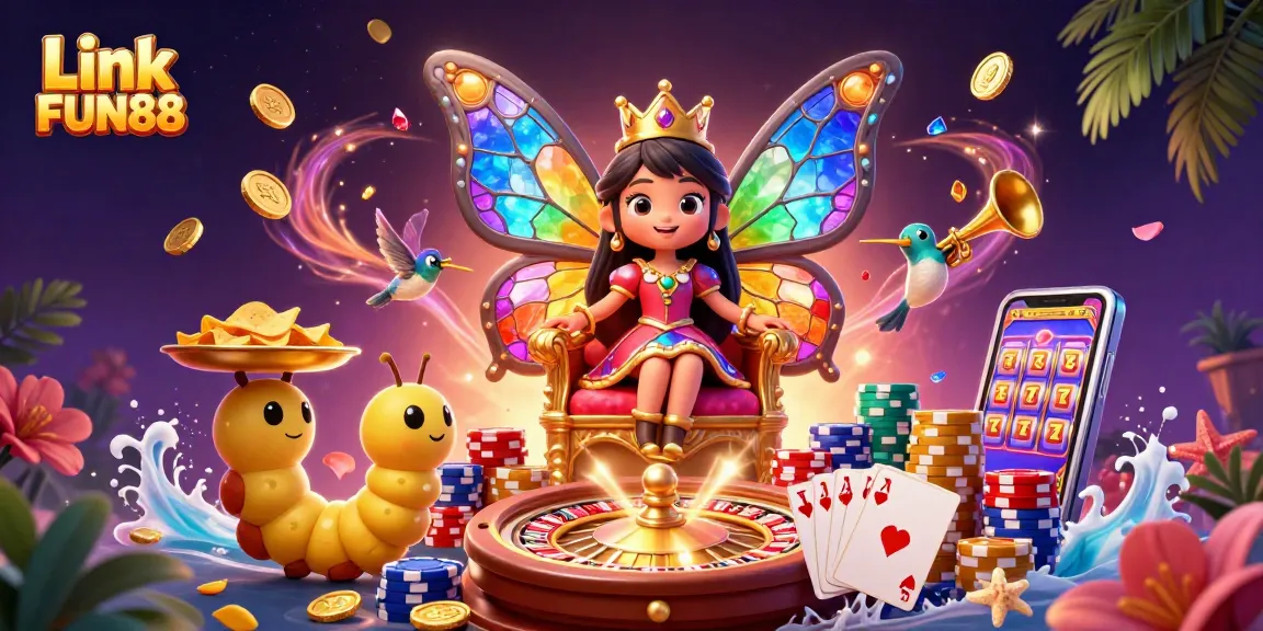 Engage with thrilling casino fun at Link FUN88, featuring vibrant butterflies and dynamic games.