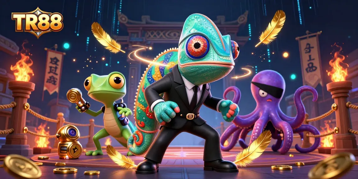 Experience thrilling gaming at TR88 with vibrant characters and dynamic casino elements.