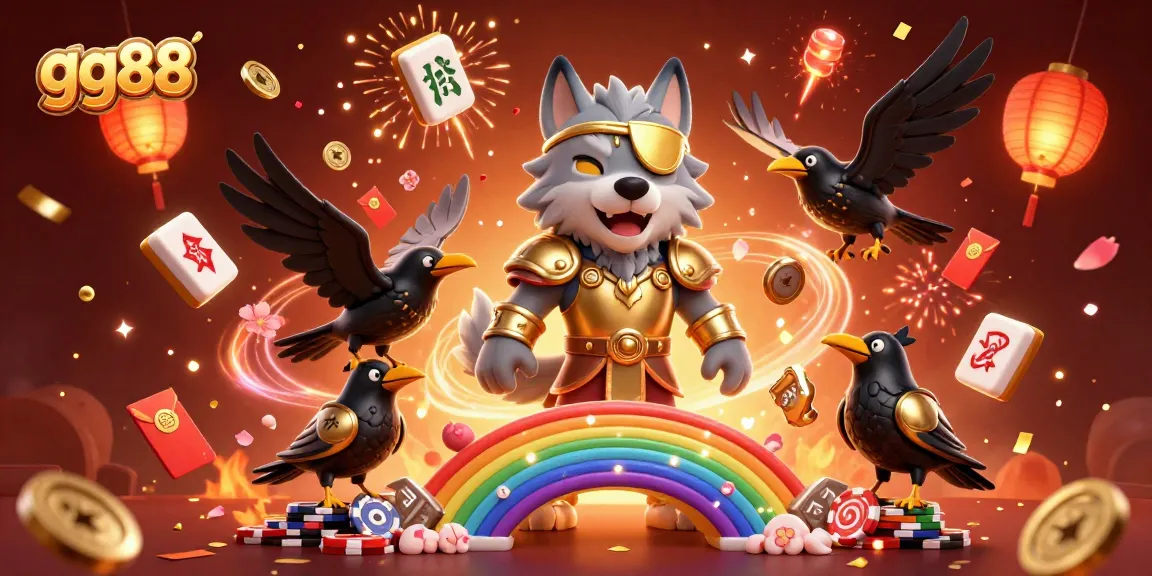 Experience the thrilling world of gg88 with Odin and ravens amidst dazzling casino elements.