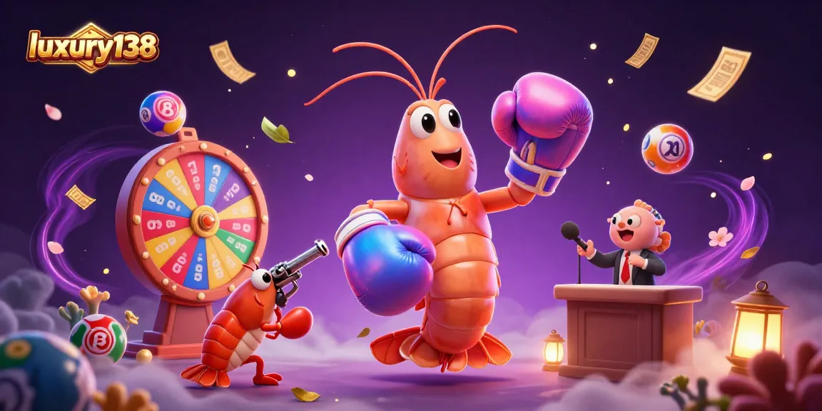 Play exciting games with luxury138 as vibrant lottery elements and lively characters create a thrilling atmosphere.