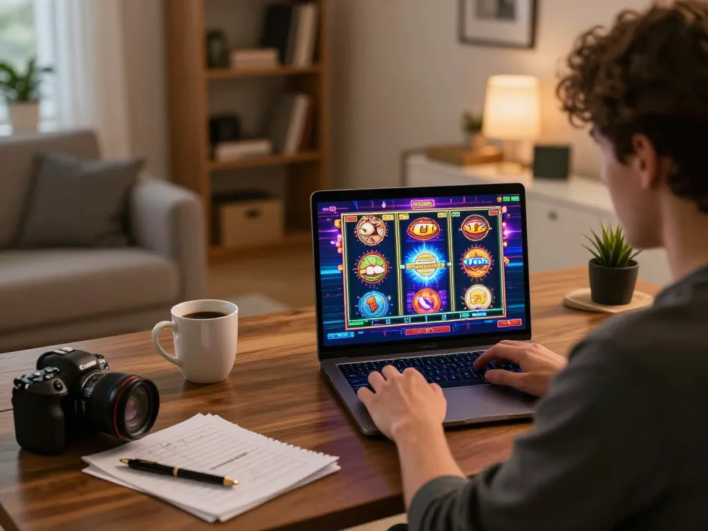 Engaging with lc88 online slot games in a cozy home office setup