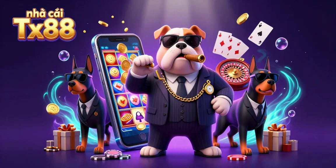 Experience the excitement of nhà cái Tx88 with a vibrant casino scene featuring captivating characters and game elements.