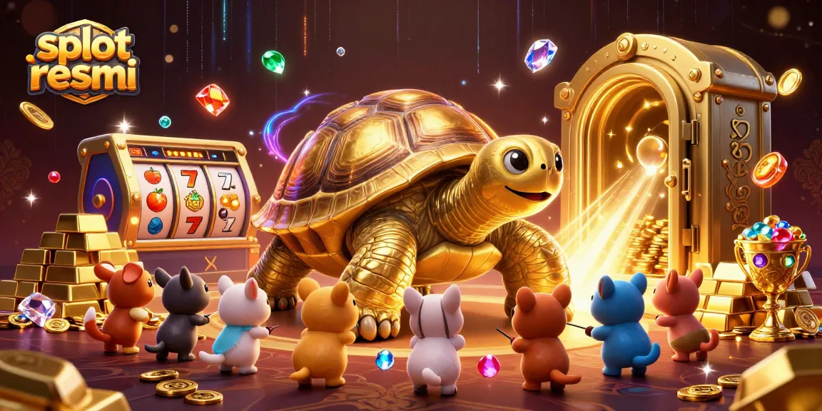 Win big with slot resmi in this 3D illustration of a bustling casino scene filled with exciting game elements.