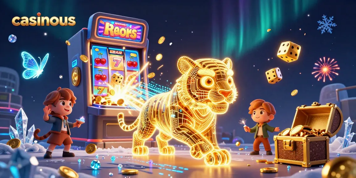 Join the neon-wireframe golden tiger at casinous in an explosive digital casino world!
