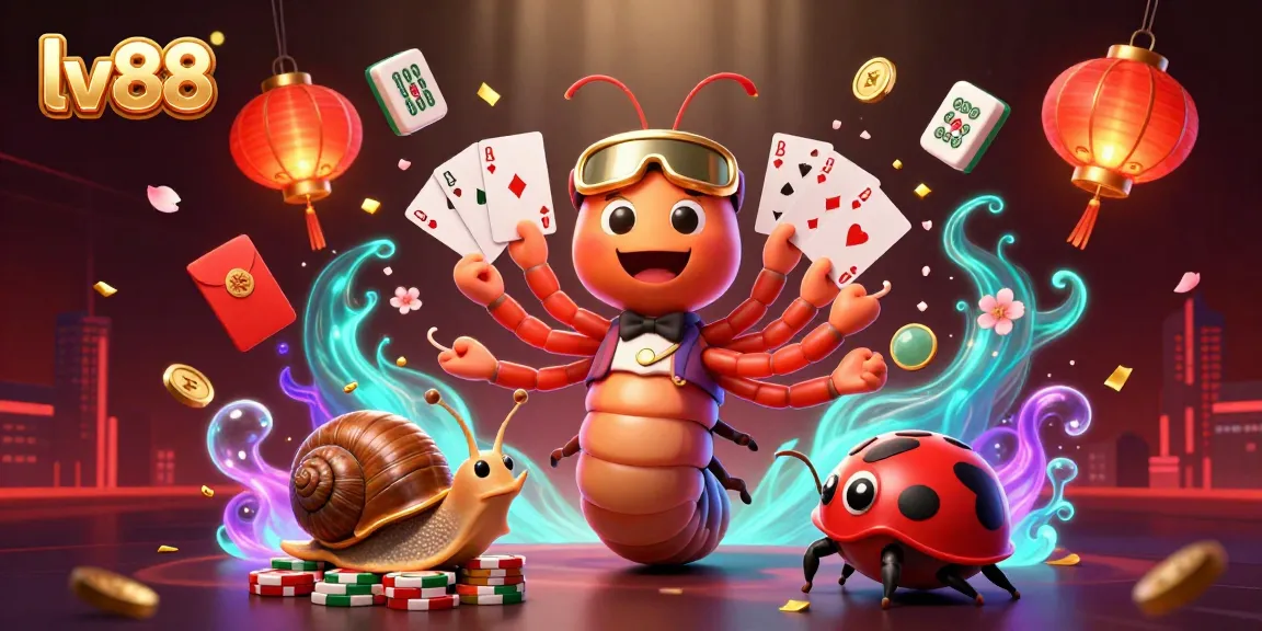 Experience the excitement of gambling at lv88 with a high-energy casino scene featuring colorful characters and dynamic game elements.