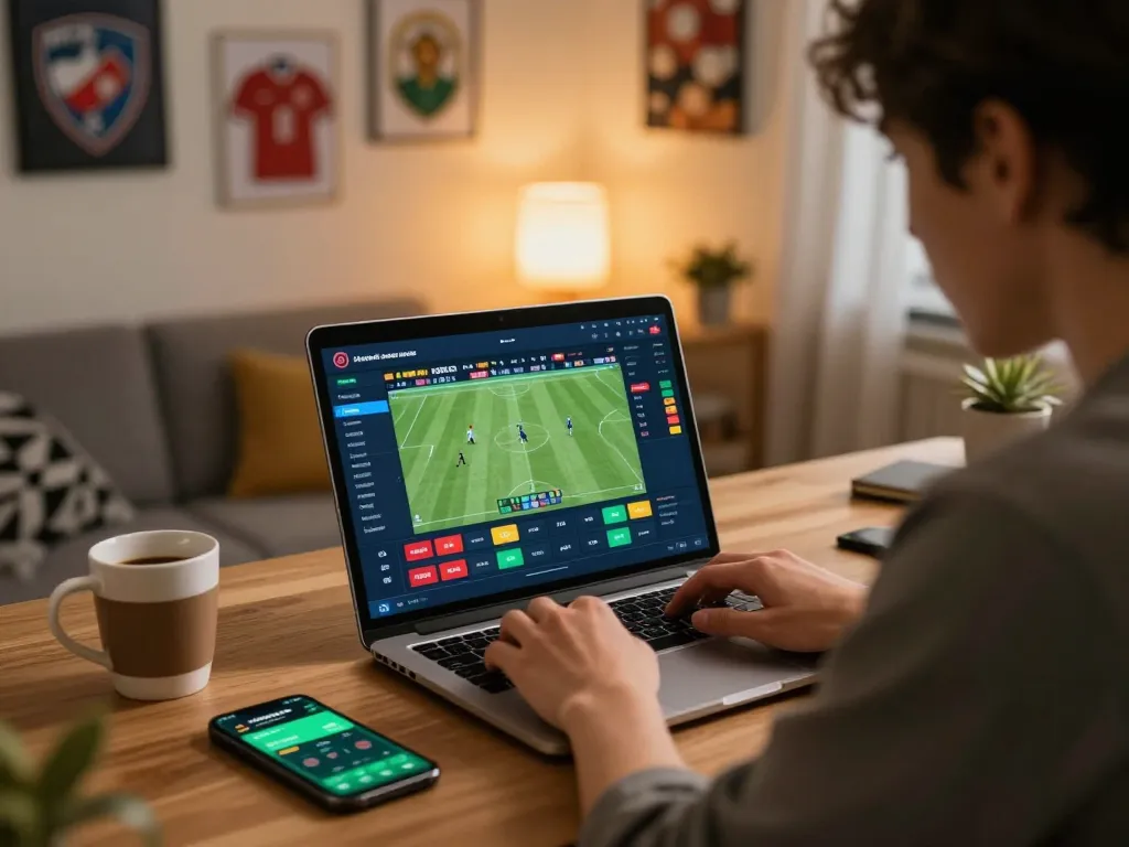 Engaging in online sports betting with Nhà cái Sin88, focused on live match betting options.