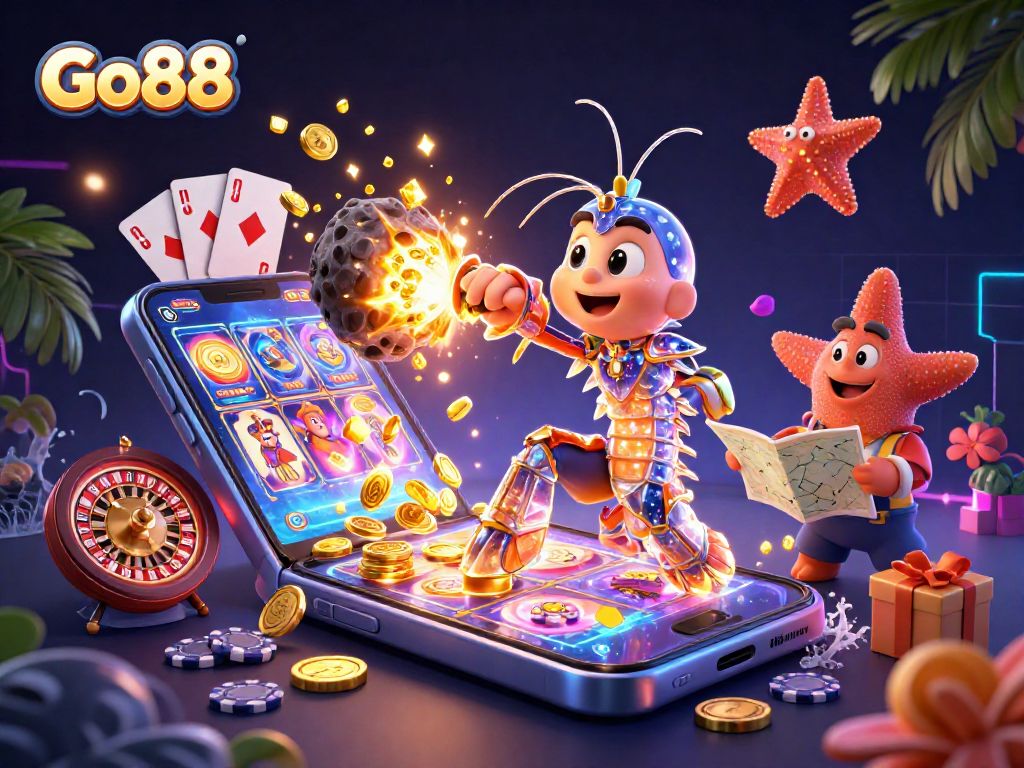Engage with Go88 by exploring vibrant slot games featuring dynamic characters and sparkling gems.
