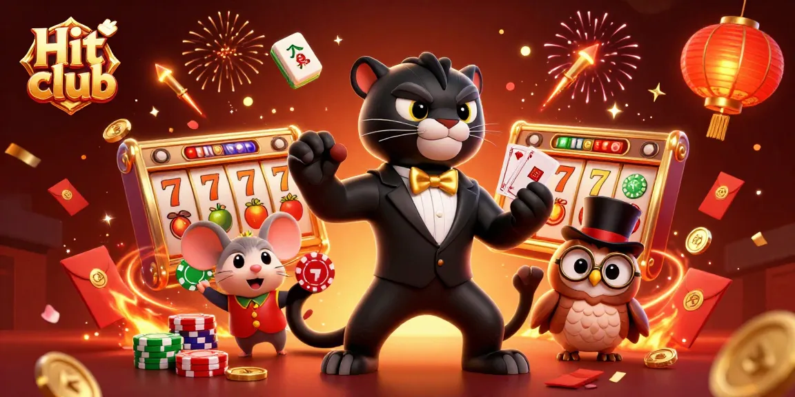 Experience thrilling gameplay at Hit club with our engaging 3D casino characters and festive elements.