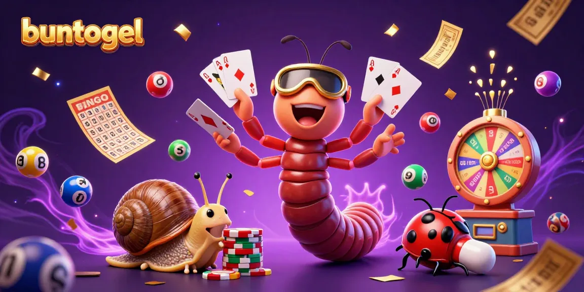 Engage with buntogel's vibrant 3D illustration featuring lively gambling characters and dynamic game elements.