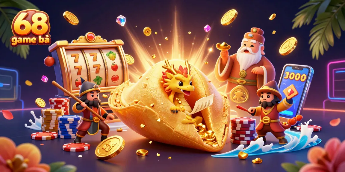 Experience thrill with 68 game bài, featuring vibrant casino elements and unique characters.