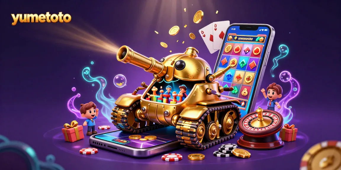 Experience the thrill of yumetoto with a vibrant casino scene, showcasing lively game elements and festive visuals.