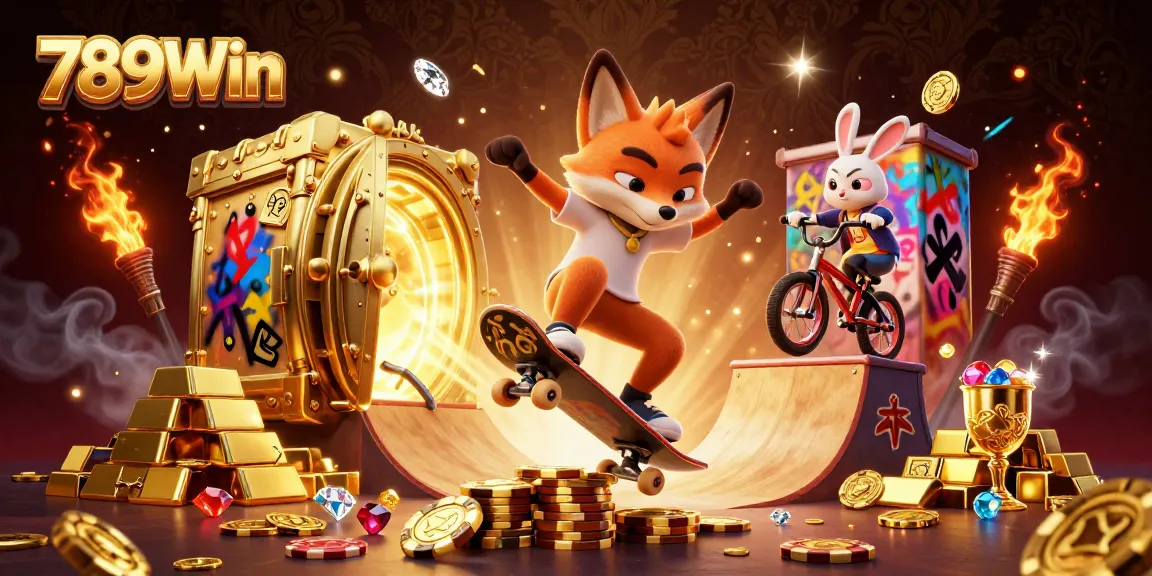 Experience winning moments with 789Win's vibrant 3D casino illustration featuring clever characters and dynamic gaming elements.