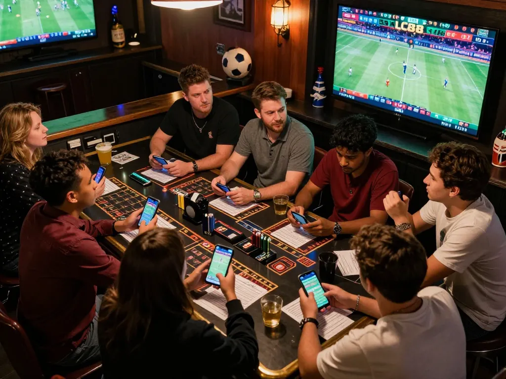 Sports enthusiasts placing bets at LC88 live sports betting event, showcasing excitement and strategic engagement.