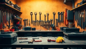Chiavi a tubo in un'officina ben organizzata, evidenziando la loro utilità e varietà.