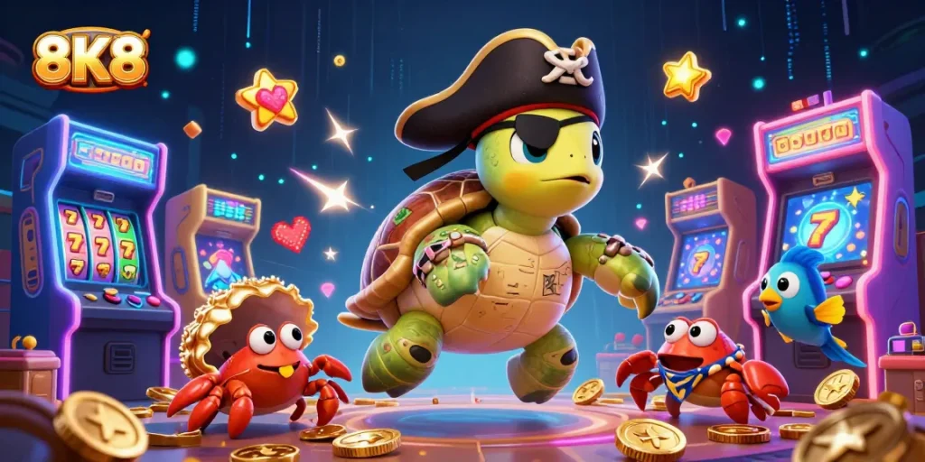 Engage with thrilling casino gameplay at 8K8 featuring a vibrant 3D pirate scene.