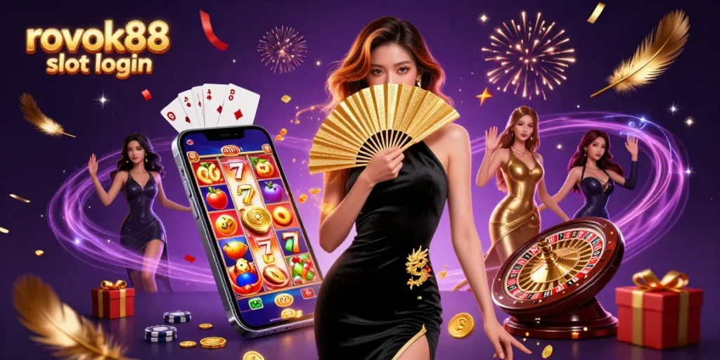 Experience the rokok88 slot login with stunning visuals of vibrant slot games and excited players.