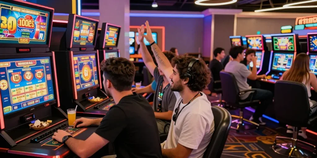 Players enjoying exciting games at HM 88 online casino with vibrant atmosphere