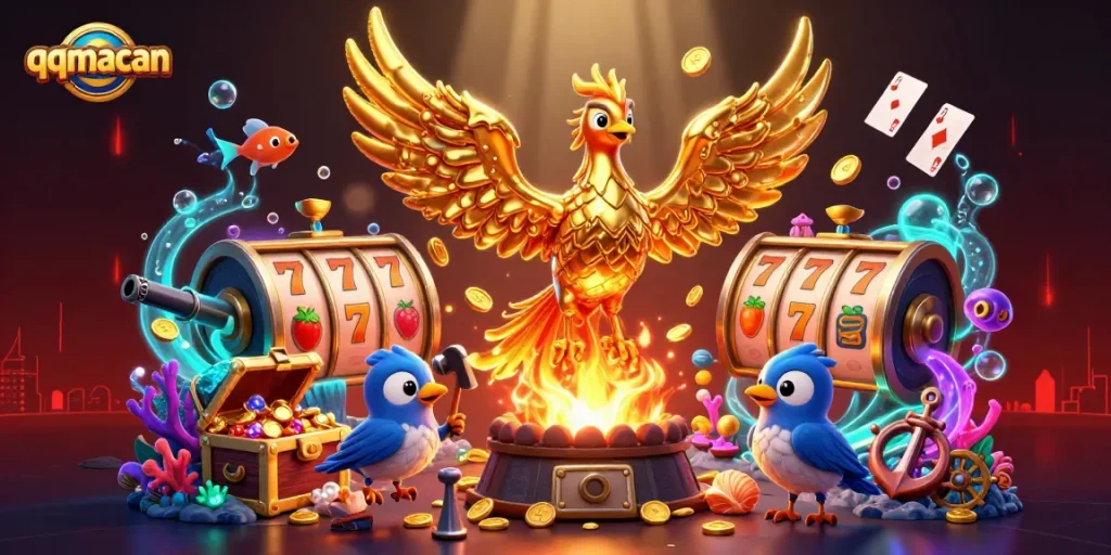 Play and win with qqmacan as the golden phoenix delivers jackpots among vibrant slots and treasures.