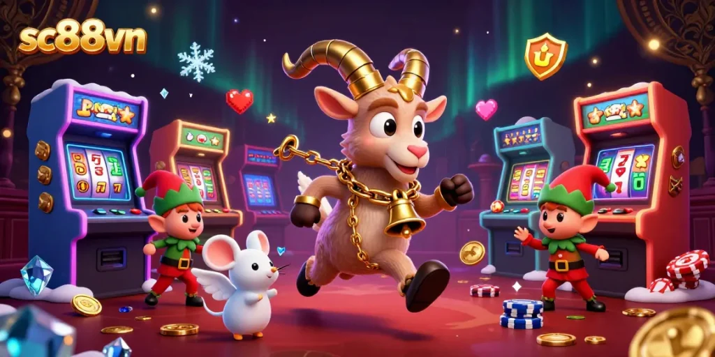 Join the excitement at sc88vn with an energetic scene featuring cartoon characters in a vibrant casino atmosphere.