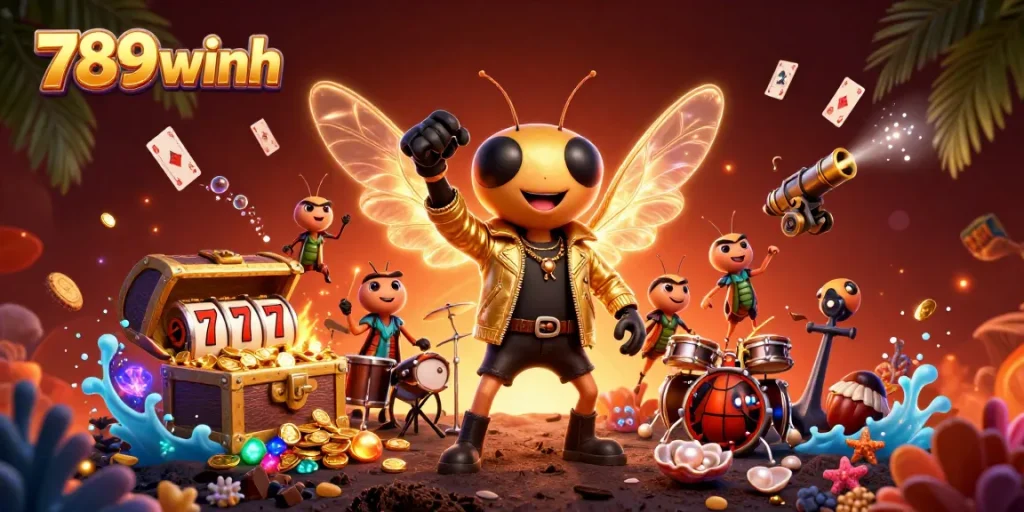Join the excitement at 789winh with a vibrant casino scene showcasing thrilling slots and fun!